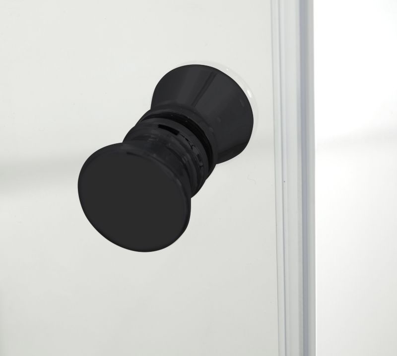 Foldebrusedør 90 cm Mat Sort med Klart Glas