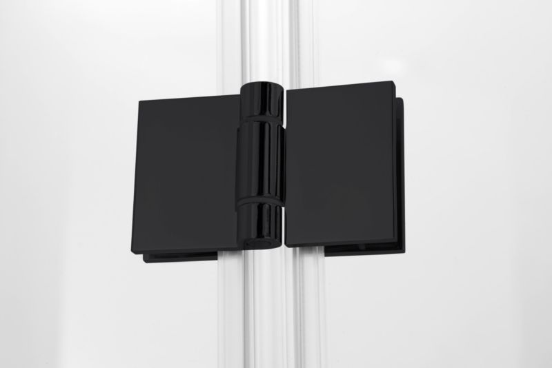 Foldebrusedør 90 cm Mat Sort med Klart Glas