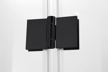 Foldebrusedør 90 cm Mat Sort med Klart Glas