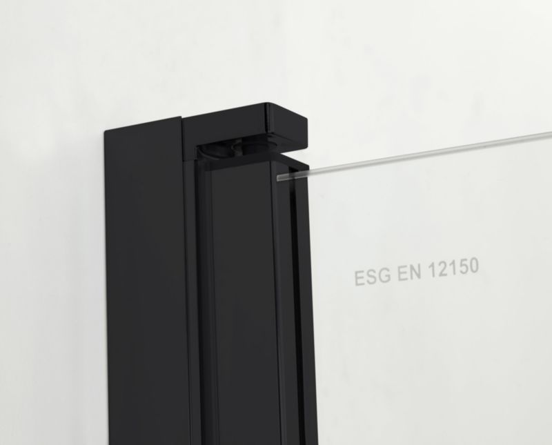Foldebrusedør 90 cm Mat Sort med Klart Glas