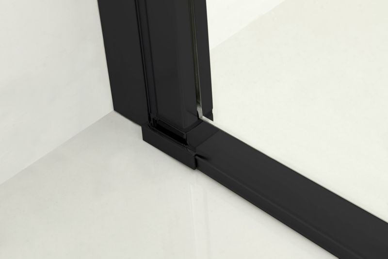 Foldebrusedør 90 cm Mat Sort med Klart Glas