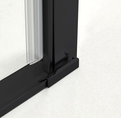 Foldebrusedør 90 cm Mat Sort med Klart Glas