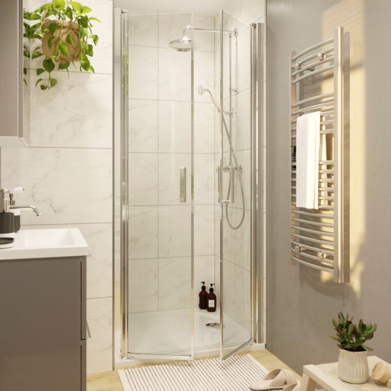 Dobbelt Bruse-dør Ledava 80 cm Krom/Transparent | 5063022042484