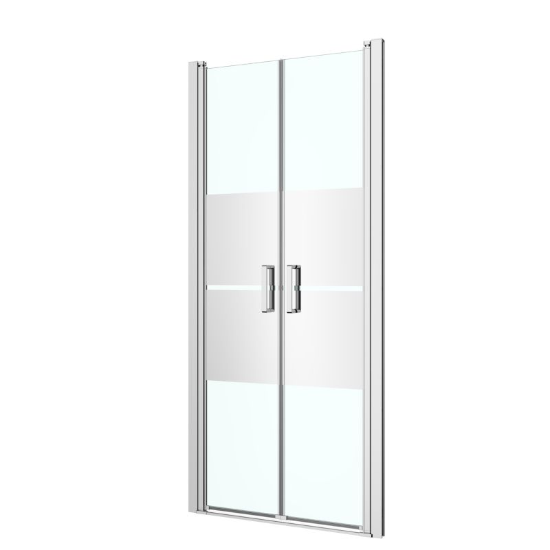 Dobbelt Brusedør 90 cm Krom Spejlglas