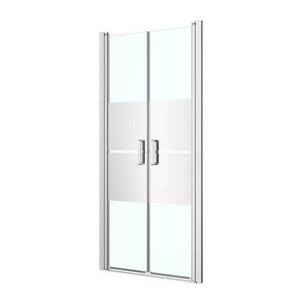 Dobbelt Brusedør 90 cm Krom Spejlglas