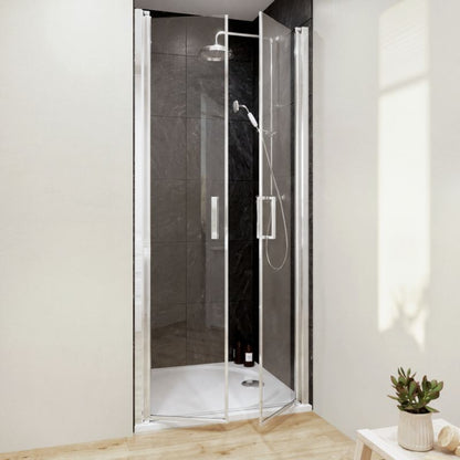 Dobbelt Bruse-dør Ledava 90 cm Krom/Transparent