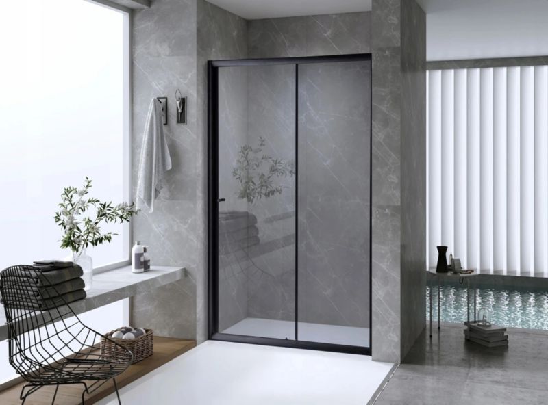 Brusedøre Skydedør 125 cm Sort Hærdet Glas 190 cm