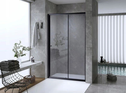 Brusedøre Skydedør 125 cm Sort Hærdet Glas 190 cm