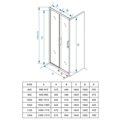 Brusedøre Skydedør 125 cm Sort Hærdet Glas 190 cm