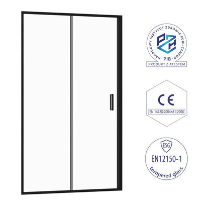 Brusedøre Skydedør 125 cm Sort Hærdet Glas 190 cm