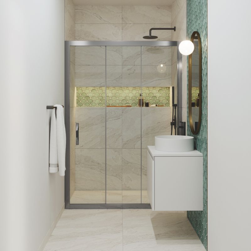 Durasan Flexi skydedør til brusekabine, justerbar 105 - 140 cm, sort