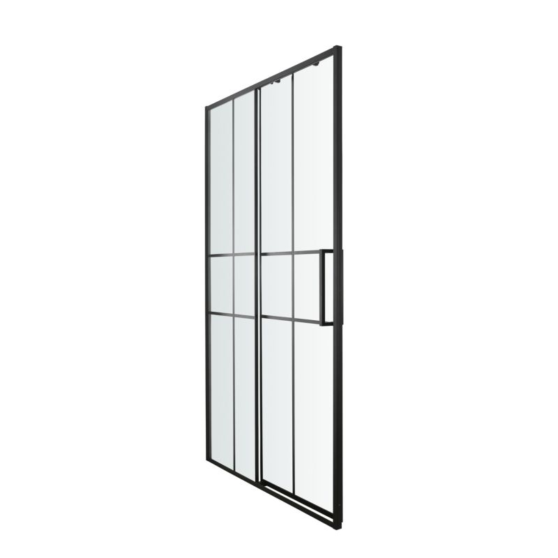 GoodHome Ahti 120 cm skydedør til brusekabine i krom/mat-sort