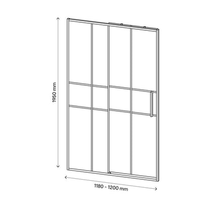 GoodHome Ahti 120 cm skydedør til brusekabine i krom/mat-sort