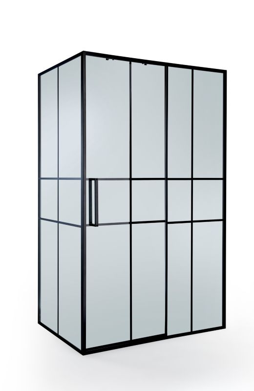 GoodHome Ahti 120 cm skydedør til brusekabine i krom/mat-sort