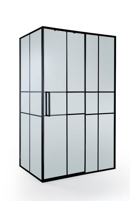 GoodHome Ahti 120 cm skydedør til brusekabine i krom/mat-sort