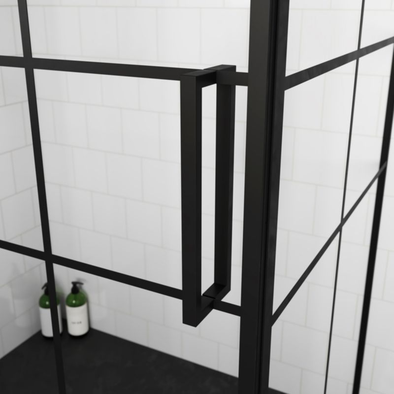 GoodHome Ahti 120 cm skydedør til brusekabine i krom/mat-sort