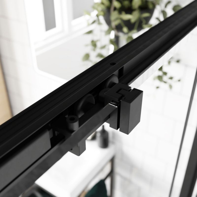 GoodHome Ahti 120 cm skydedør til brusekabine i krom/mat-sort
