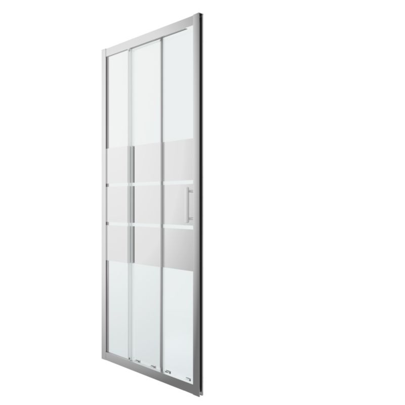 GoodHome Beloya tredelt skydedør til brusekabine 90 cm krom/spejlglas