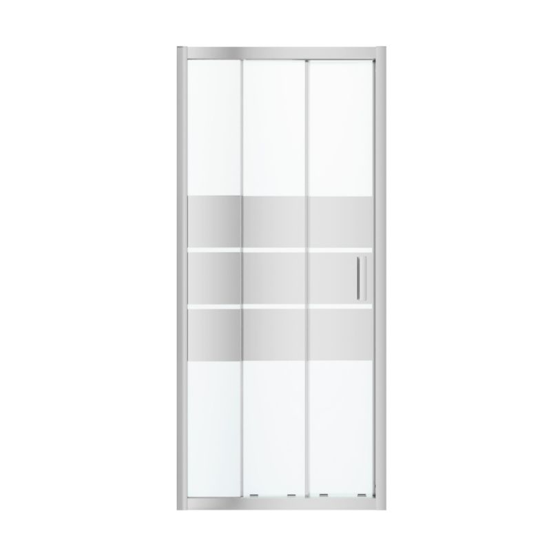 GoodHome Beloya tredelt skydedør til brusekabine 90 cm krom/spejlglas
