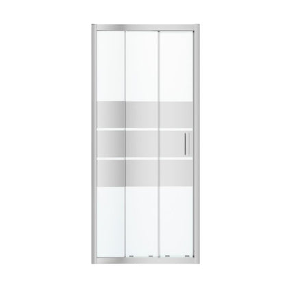 GoodHome Beloya tredelt skydedør til brusekabine 90 cm krom/spejlglas