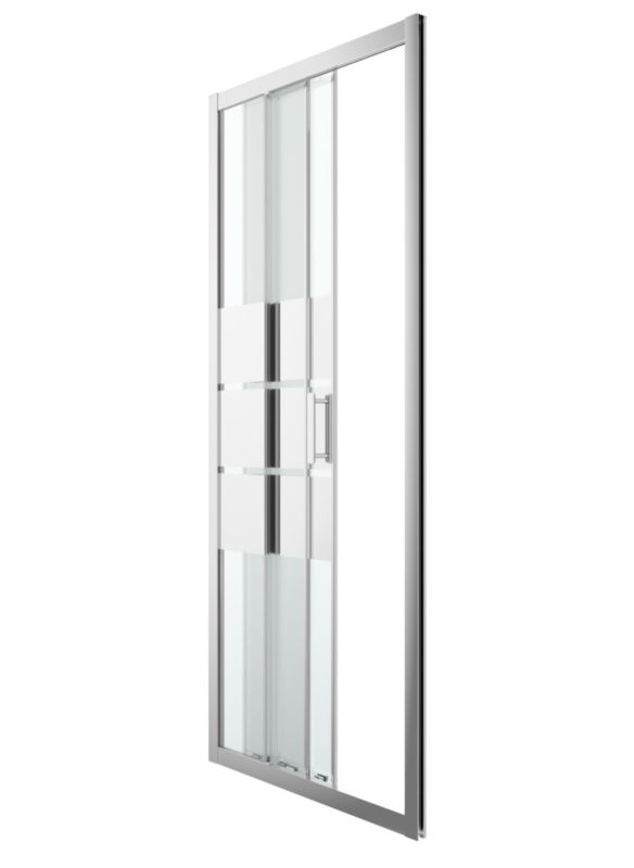 GoodHome Beloya tredelt skydedør til brusekabine 90 cm krom/spejlglas