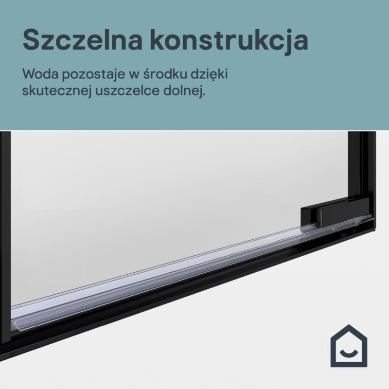 Brusekabinedør Evanna 120 cm Sort Gennemsigtigt Glas