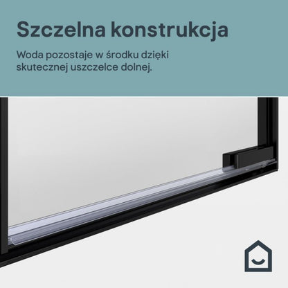 Brusekabinedør Evanna 120 cm Sort Gennemsigtigt Glas