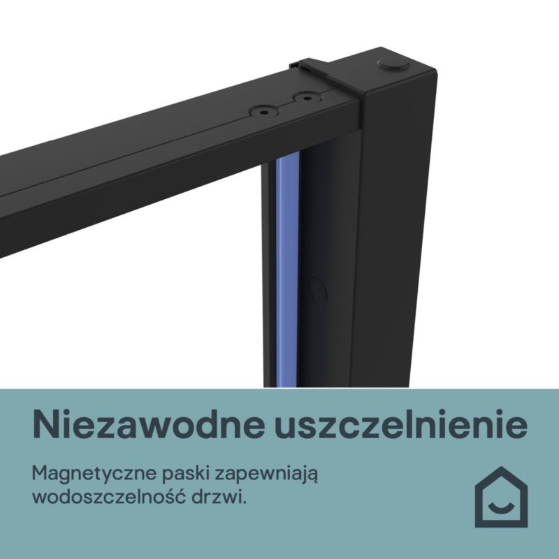 Brusekabinedør Evanna 120 cm Sort Gennemsigtigt Glas
