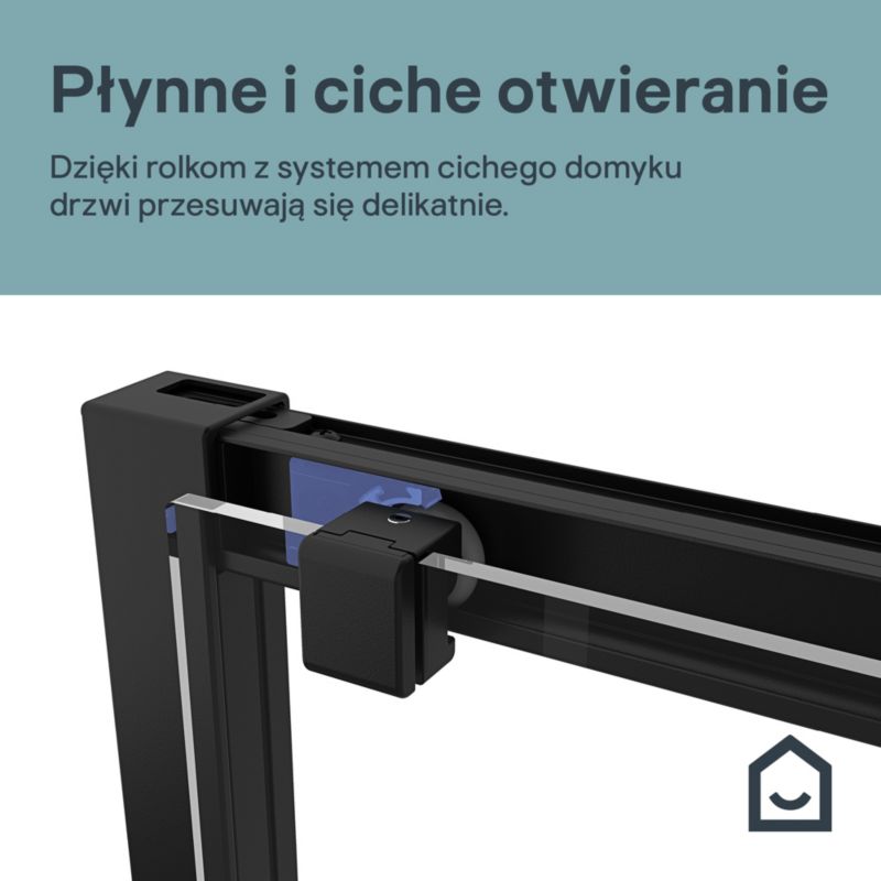 Brusekabinedør Evanna 120 cm Sort Gennemsigtigt Glas
