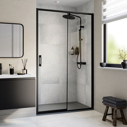 Brusekabinedør Evanna 120 cm Sort Gennemsigtigt Glas