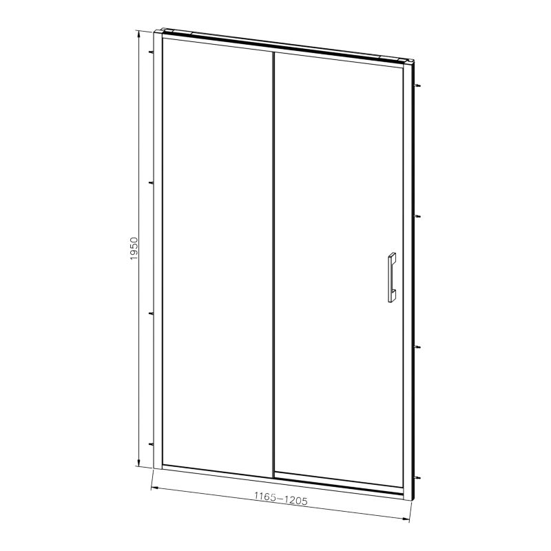 Brusekabinedør Evanna 120 cm Sort Gennemsigtigt Glas
