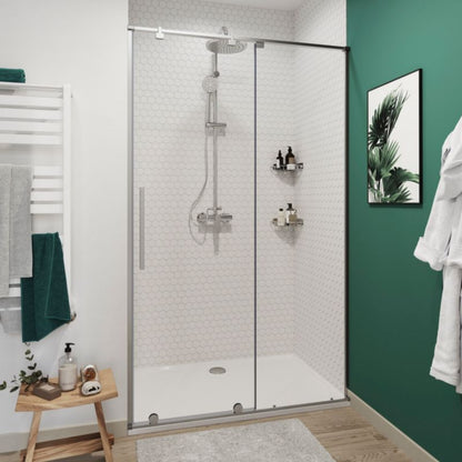 Skydedør til bruseniche Ezili 120 cm Krom/Transparent | 5059340077673