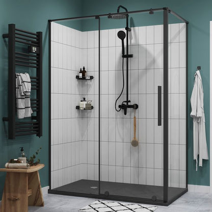 Skydedør til bruseniche Ezili 140 cm Sort/Transparent