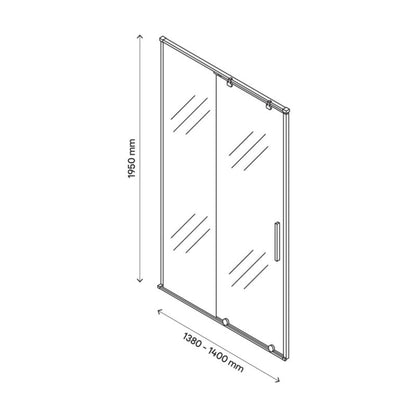 Skydedør til bruseniche Ezili 140 cm Sort/Transparent