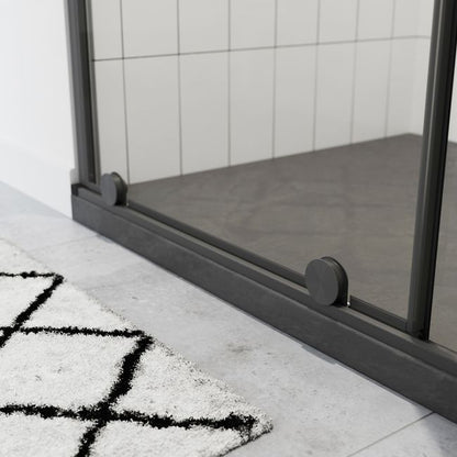 Skydedør til bruseniche Ezili 140 cm Sort/Transparent