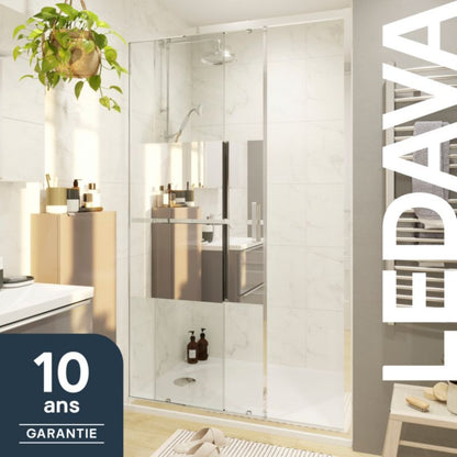 Skydedør til bruseniche 100 cm krom/spejlglas