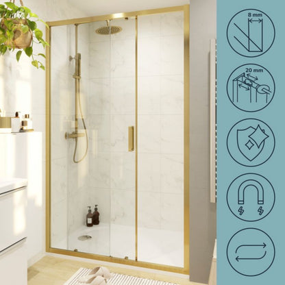 Brusekabine Skydedør 100 cm Krom/Transparent Hærdet Glas