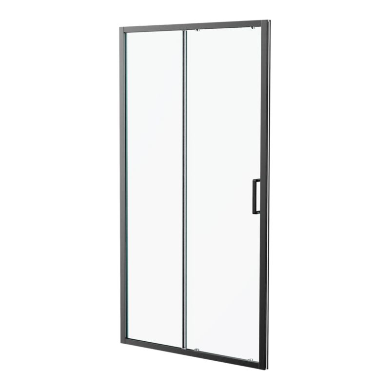 Skydedør til bruseniche Ledava 110 cm mat sort/transparent