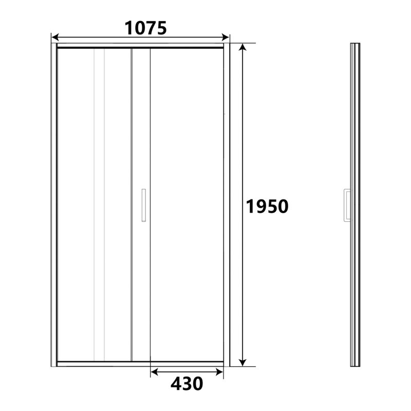 Skydedør til bruseniche Ledava 110 cm mat sort/transparent