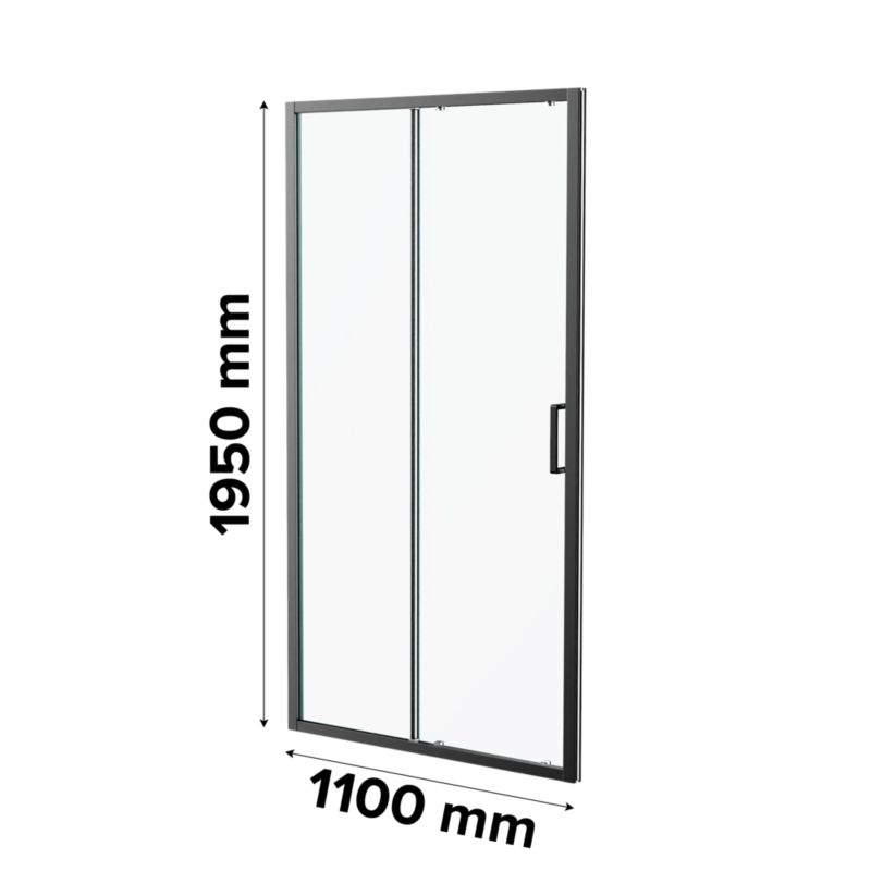 Skydedør til bruseniche Ledava 110 cm mat sort/transparent