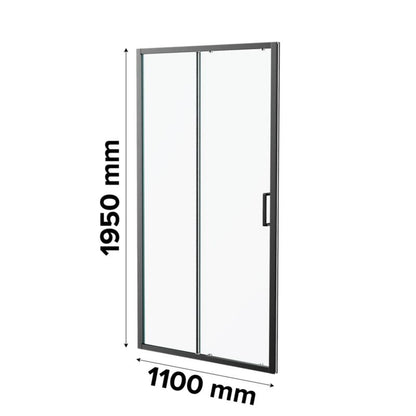 Skydedør til bruseniche Ledava 110 cm mat sort/transparent