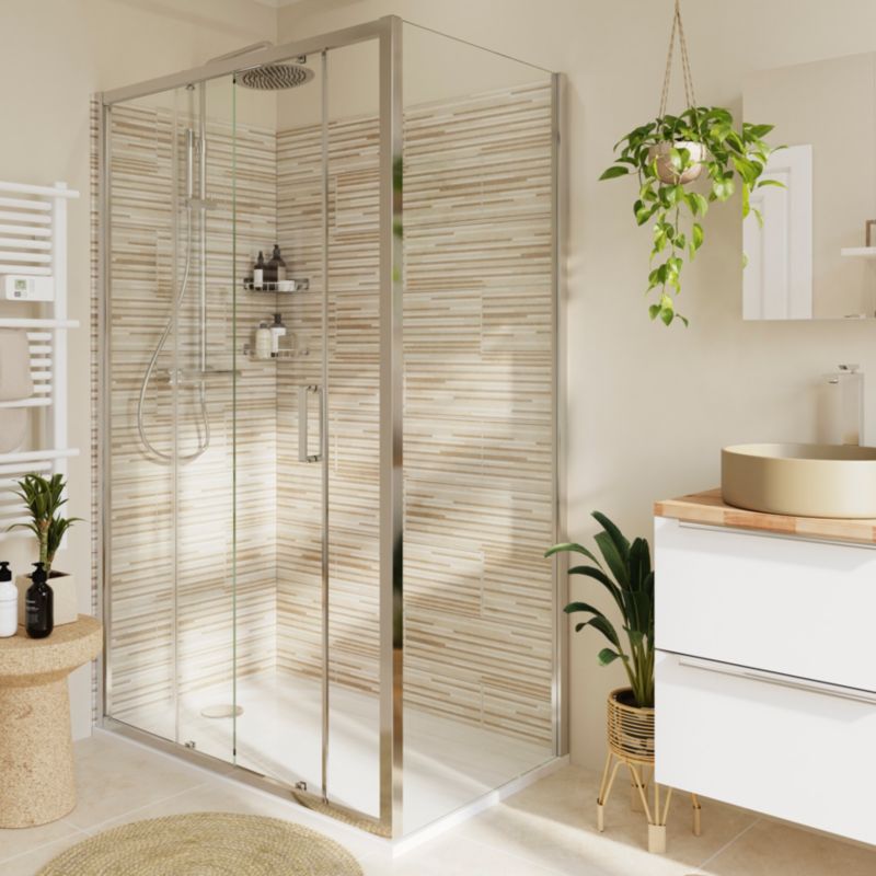 Skydedør til Bruseniche Ledava 120 cm Krom/Transparent
