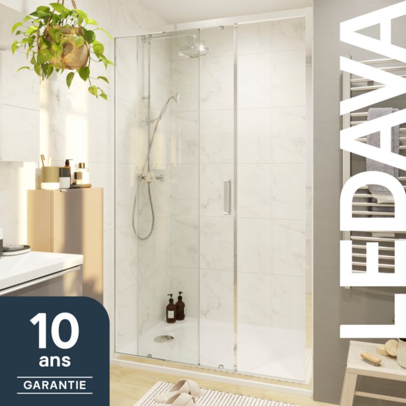 Skydedør til Bruseniche Ledava 120 cm Krom/Transparent