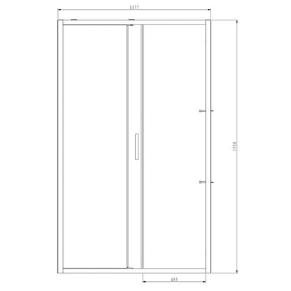 Skydedør til Bruseniche 120 cm Mat Sort / Transparent