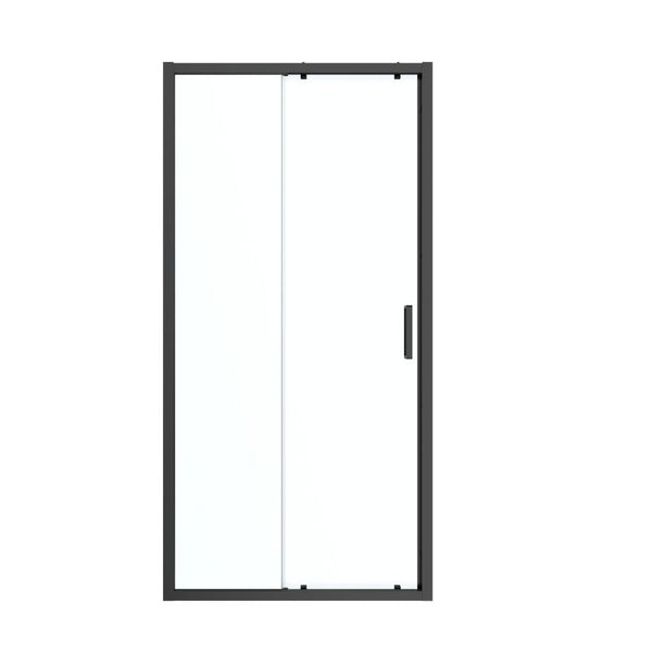 Skydedør til Bruseniche 120 cm Mat Sort / Transparent