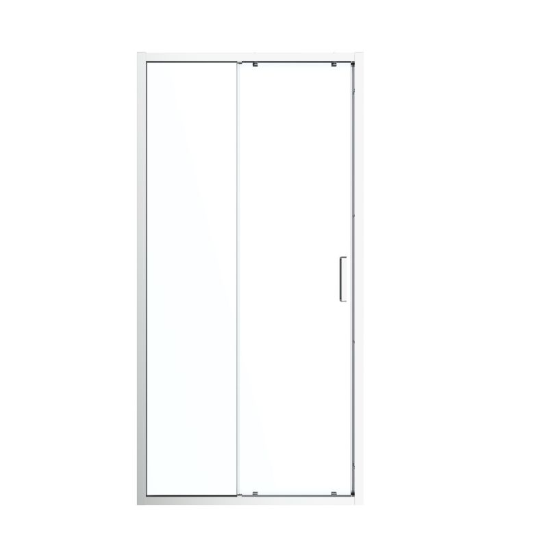 Brusedør Skydedør 140 cm Krom Transparent Hærdet Glas