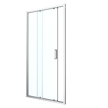 Brusedør Skydedør 140 cm Krom Transparent Hærdet Glas