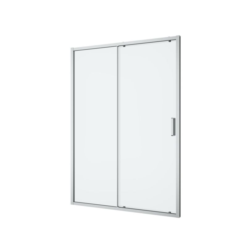 Brusedør Skydedør 140 cm Krom Transparent Hærdet Glas
