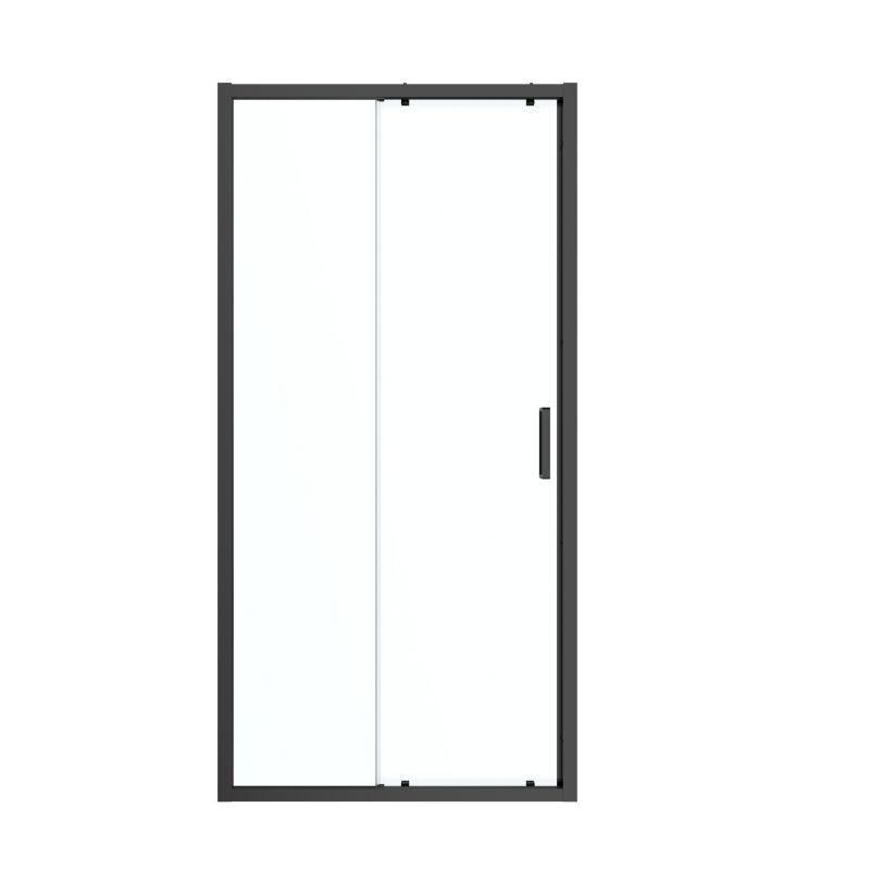 Skydedør til bruseniche 140 cm sort/transparent