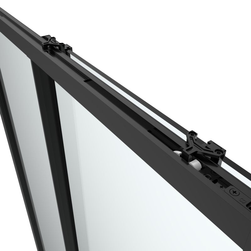 Skydedør til bruseniche 140 cm sort/transparent